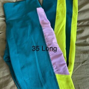 Fabletics Teal, Purple, and Yellow Leggings